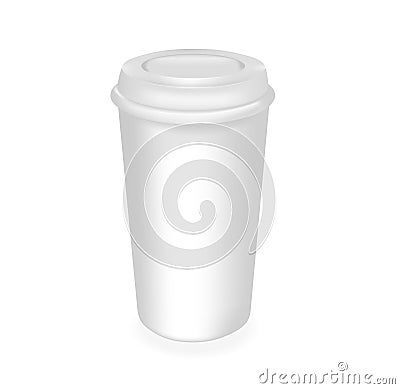 Vector realistic coffee container with a lid. large cap for drinks, desserts and yogurt. 3D mockup. EPS10. Stock Photo